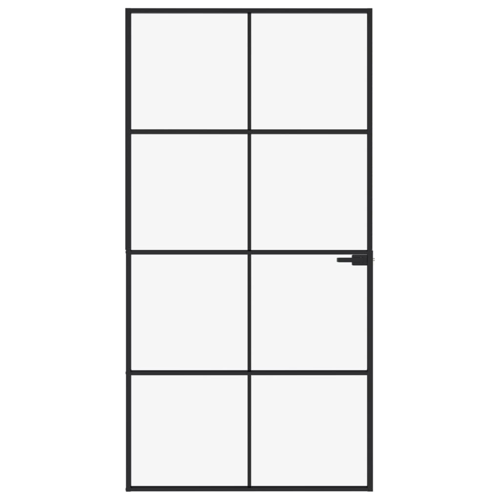 Vidaxl Porta interna 102x201,5 cm in vetro indurito e nero stretto in alluminio