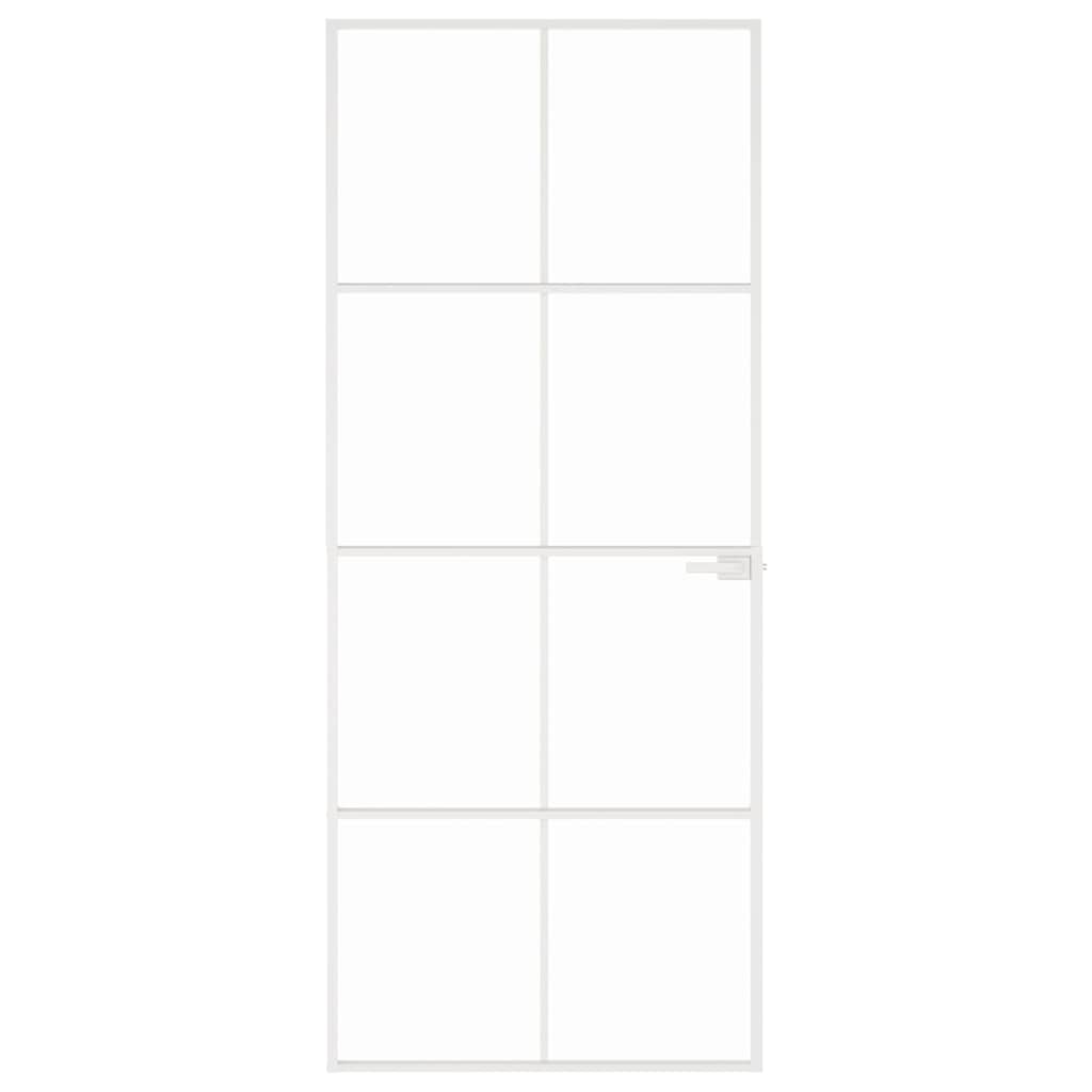 Porta interna Vidaxx 83x201,5 cm vetro temperato e alluminio stretto bianco