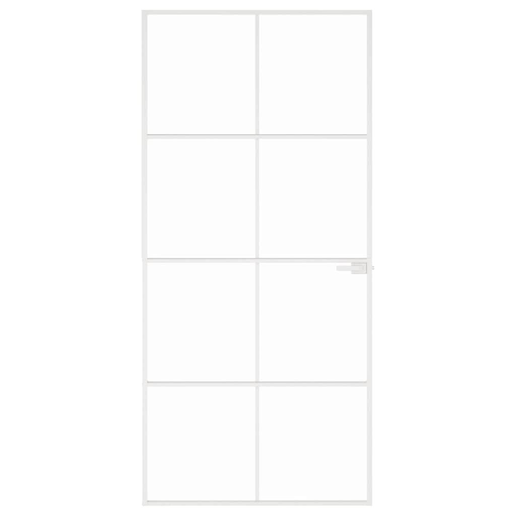 Vidaxl Porta interna 93x201,5 cm in vetro indurito e bianco alluminio stretto