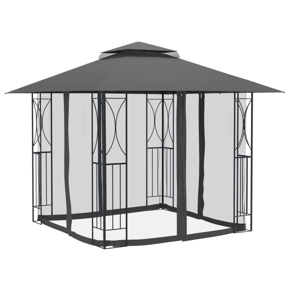 Vidaxl Arbor con pareti laterali 300x300x270 cm in acciaio antracite -Collorato