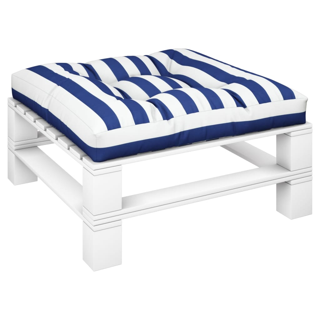 Vidaxl Pallet Cuscino a strisce 70x70x12 cm tessuto blu e bianco