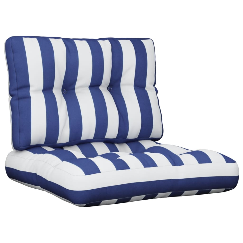 Cuscini per pallet VidaXL 2 pezzi in tessuto a righe bianche e blu