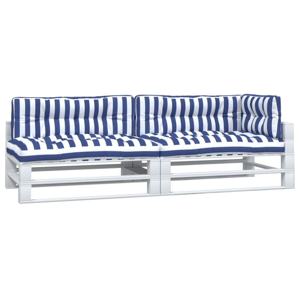 Cuscini da pallet Vidaxl 5 St a strisce bianche e blu