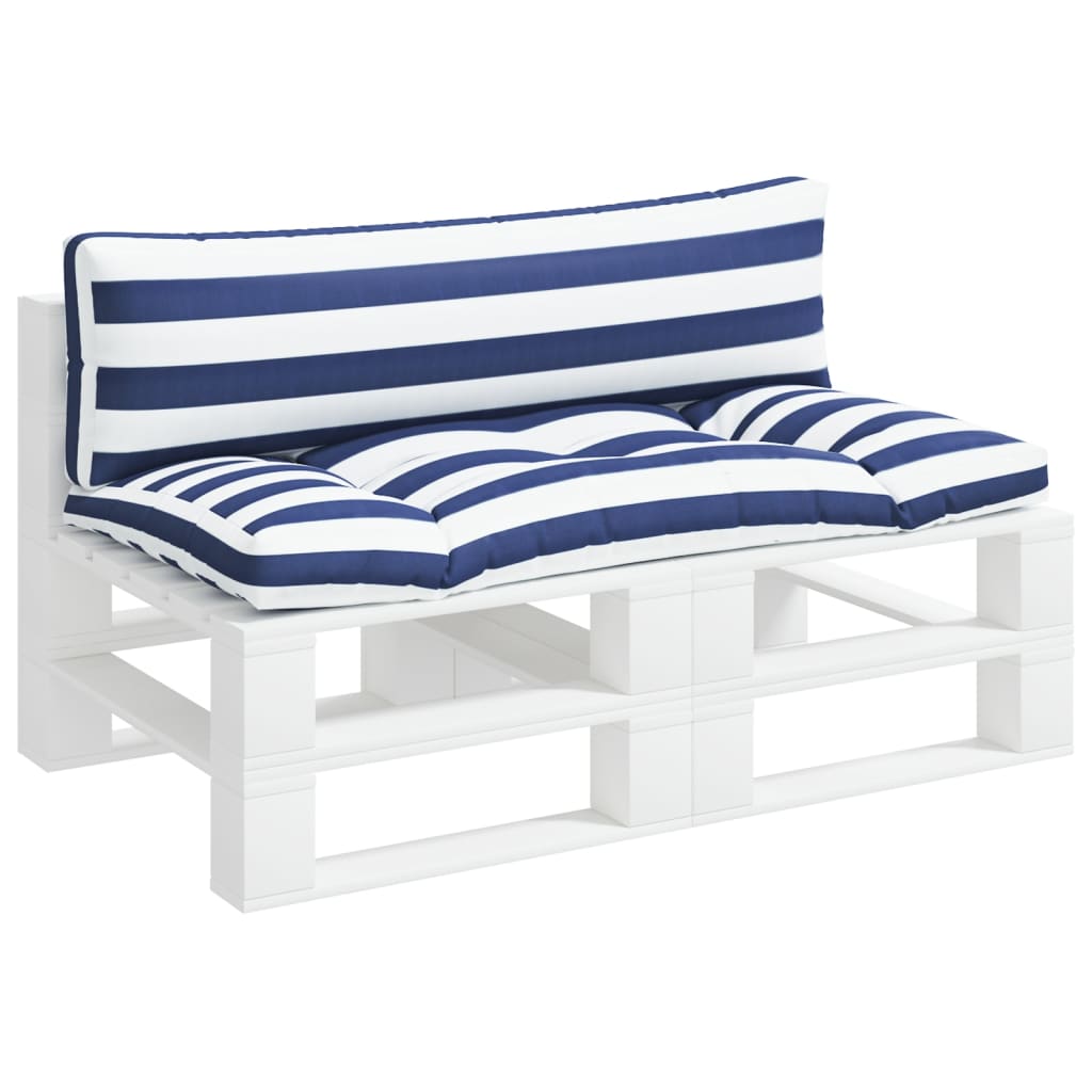 Vidaxl Pallet Cushions 2 St a strisce Oxford tessuto bianco e blu