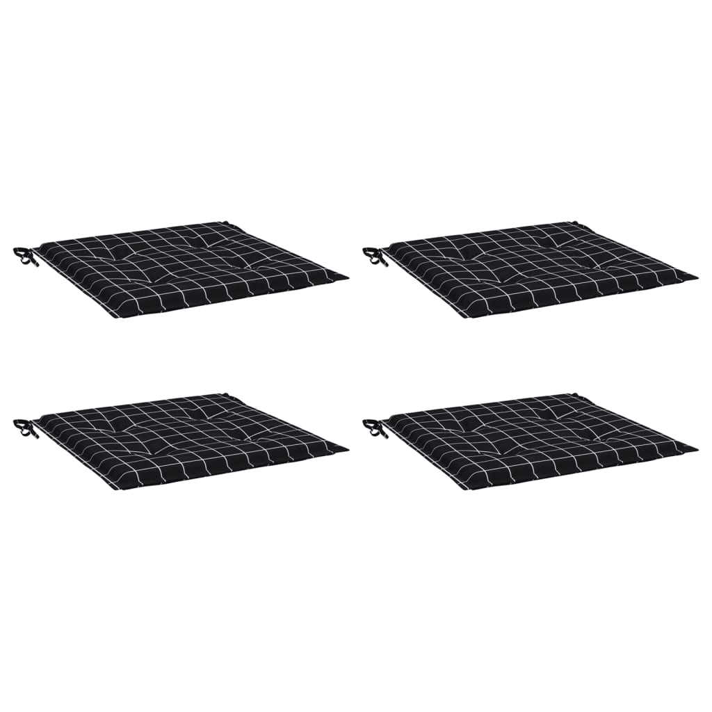 Cojines de silla de jardín de Vidaxl 4 Patrón STEDCARN 50x50x3 CM tela negra