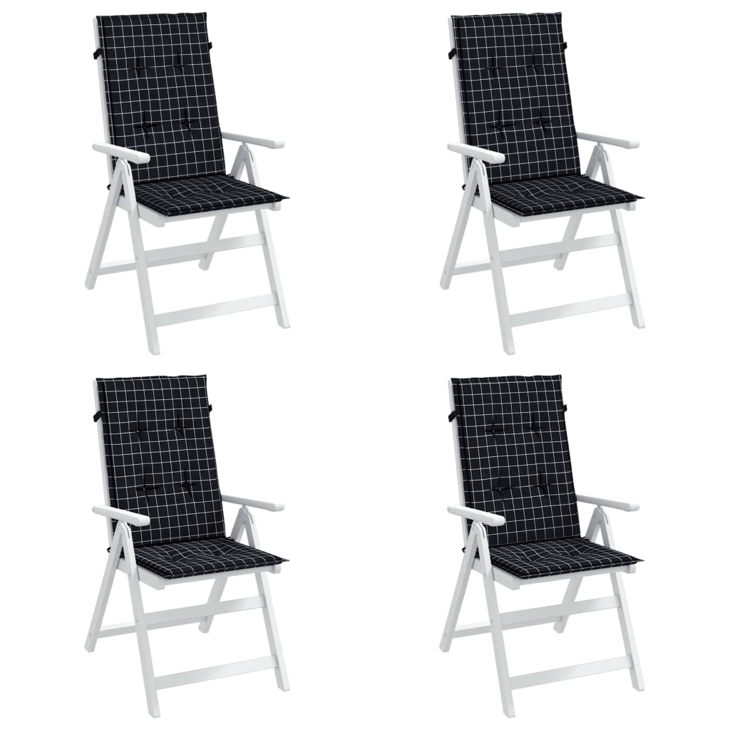 Cojines de silla de Vidaxl 4 st de alto patrón de diamante de espalda de tela negra