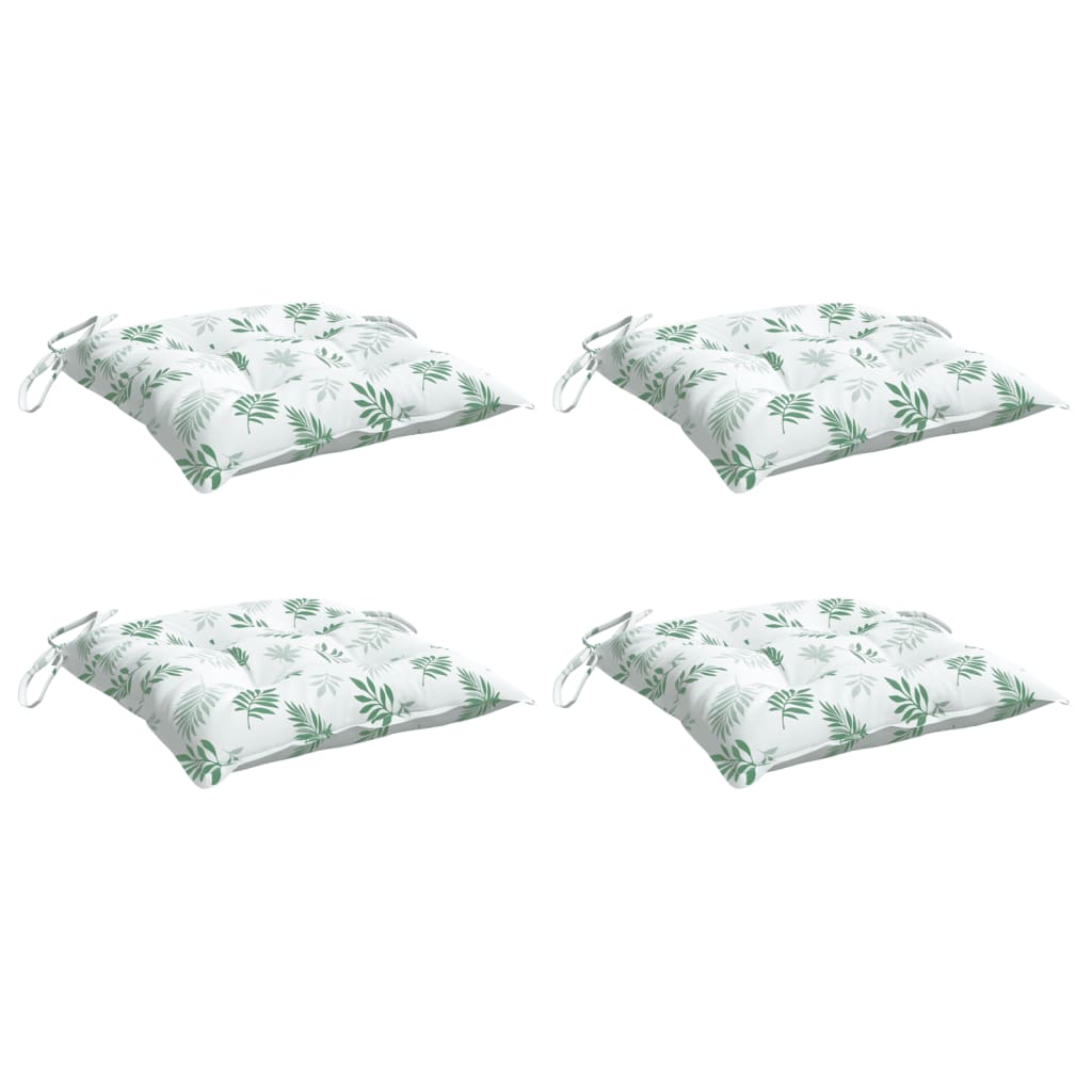 Cojines de silla Vidaxl 4 ST 50X50X7 CM Patrón de hoja de tela