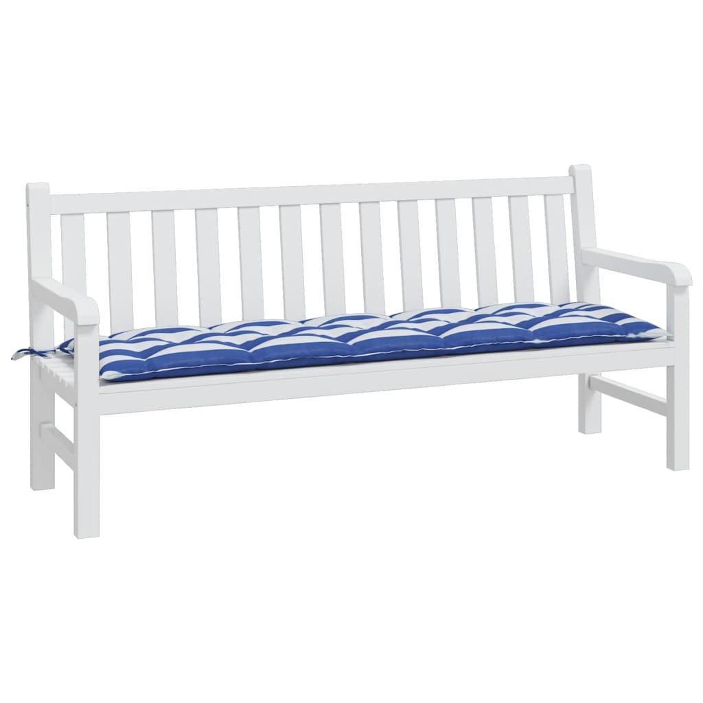 Vidaxl Bank Cushion Striped 180x50x7 cm tessuto bianco e blu a strisce