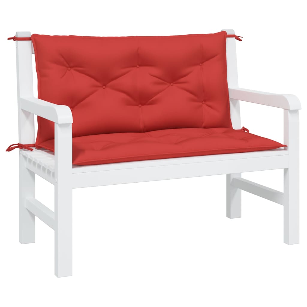 Vidaxl Garden Banch Cushions 2 PCS 100x50x7 cm tessuto rosso rosso rosso