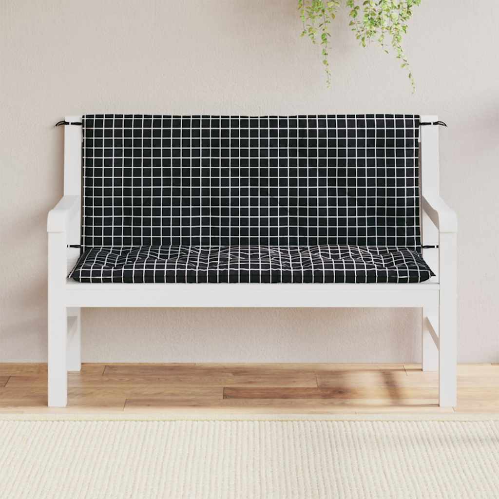 Vidaxl Garden Banch Cushions 2 Stedman Pattern 120x50x7 cm tessuto nero