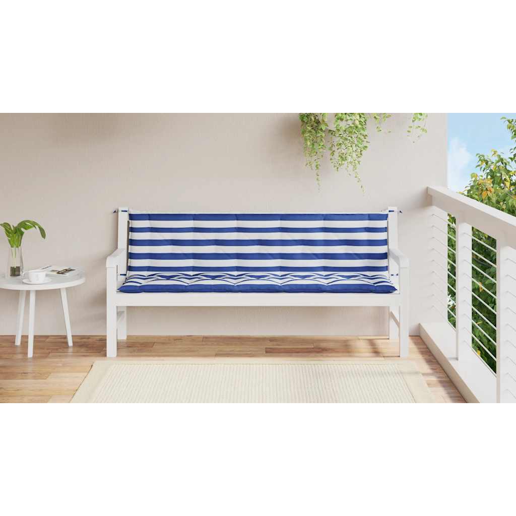 Vidaxl Garden Bench Cushions 2 St Oxford tessuto a strisce bianche e blu