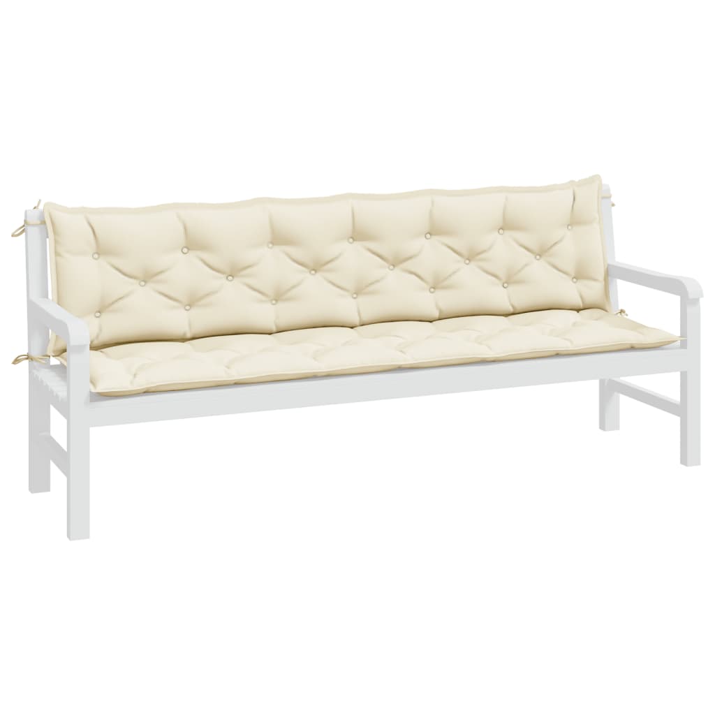 Vidaxl Garden Banch Cushions 2 St 200x50x7 cm Crèmewit in tessuto Oxford