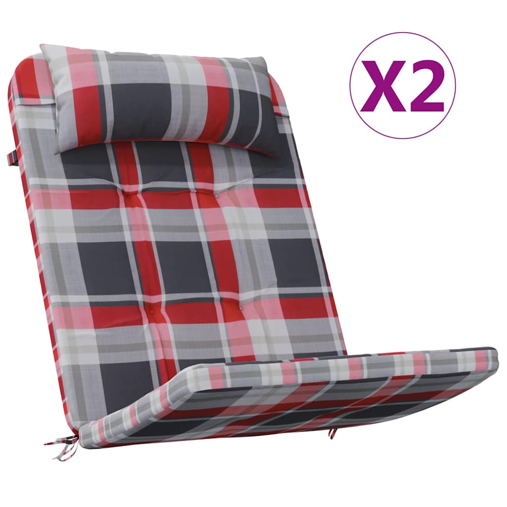 Vidaxx cojines de silla 2 piezas diamante rojo 58 x 77 x 4,5 cm tela oxford