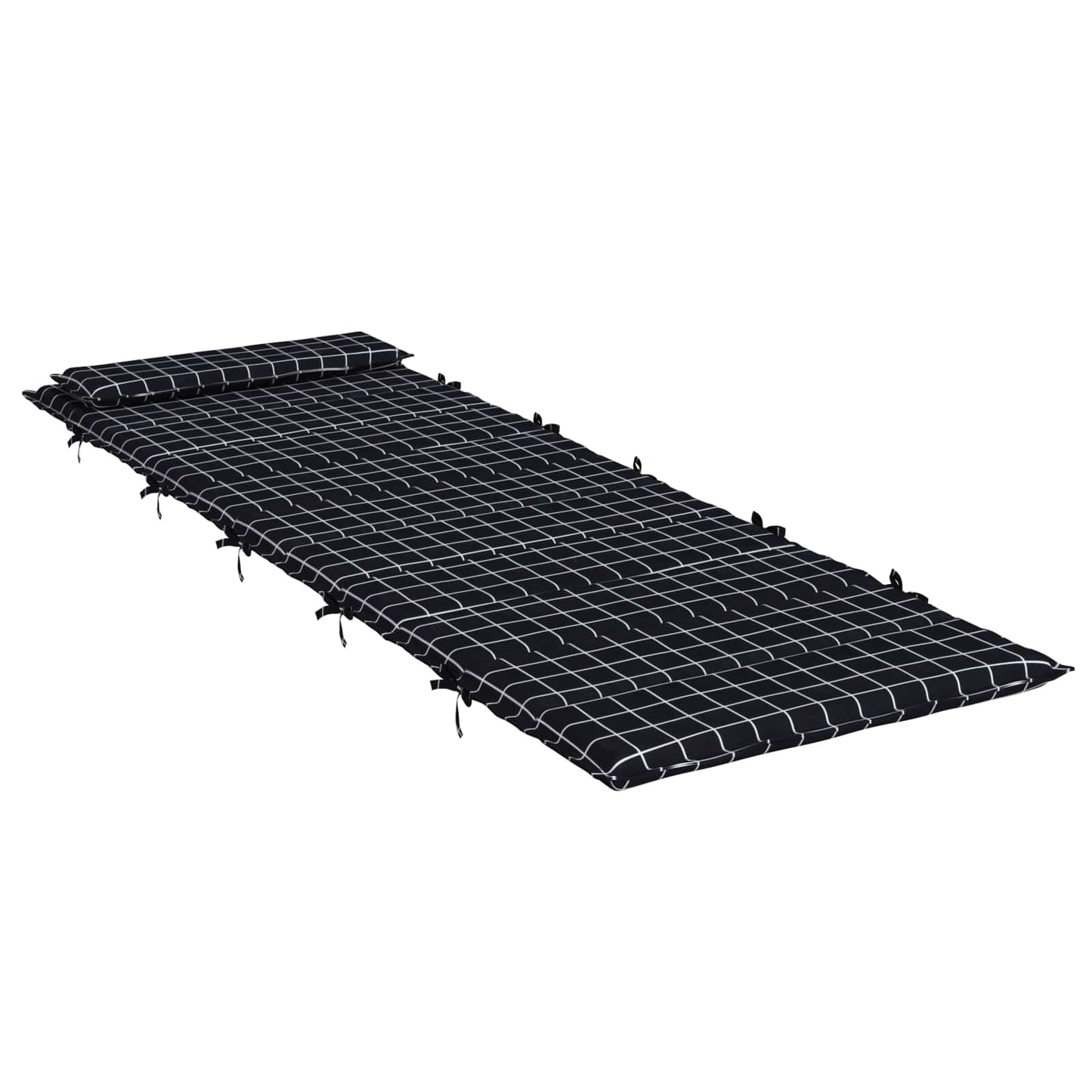 Cuscino per lettino prendisole Vidaxl a quadri nero 178 x 60 x 4 cm in tessuto oxford