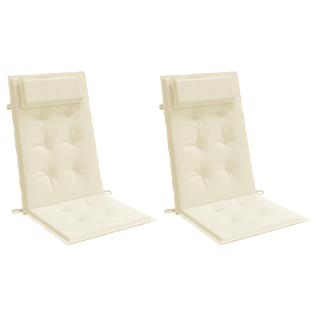 VidaXL cojines para silla 2 uds respaldo alto tela oxford color crema
