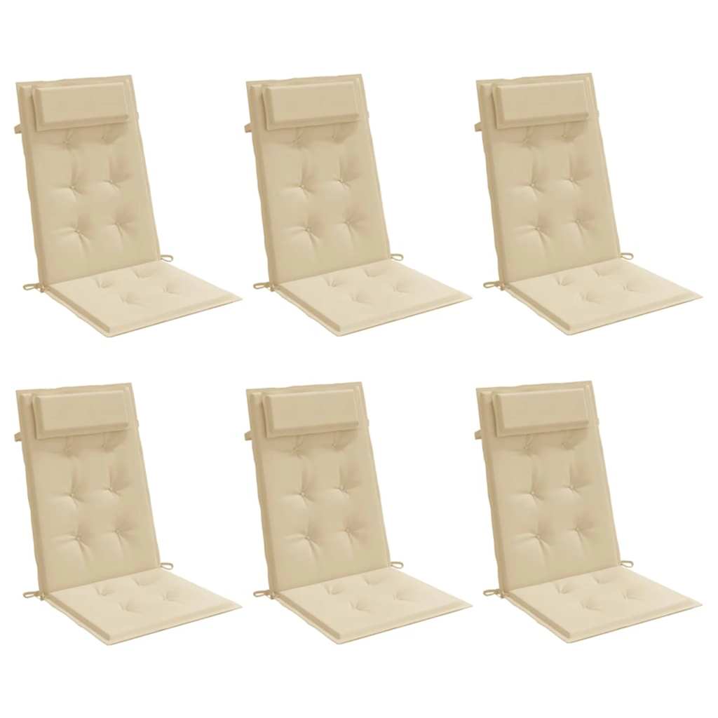 Cuscini di sedia Vidaxl 6 St High Back Oxford Fabric beige