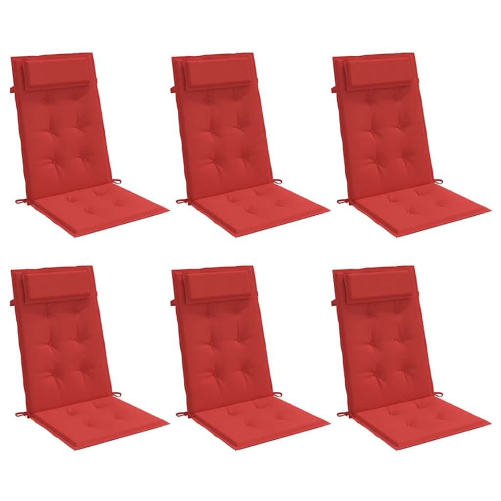 Cuscini per sedia VidaXL 6 pezzi in tessuto oxford con schienale alto rosso