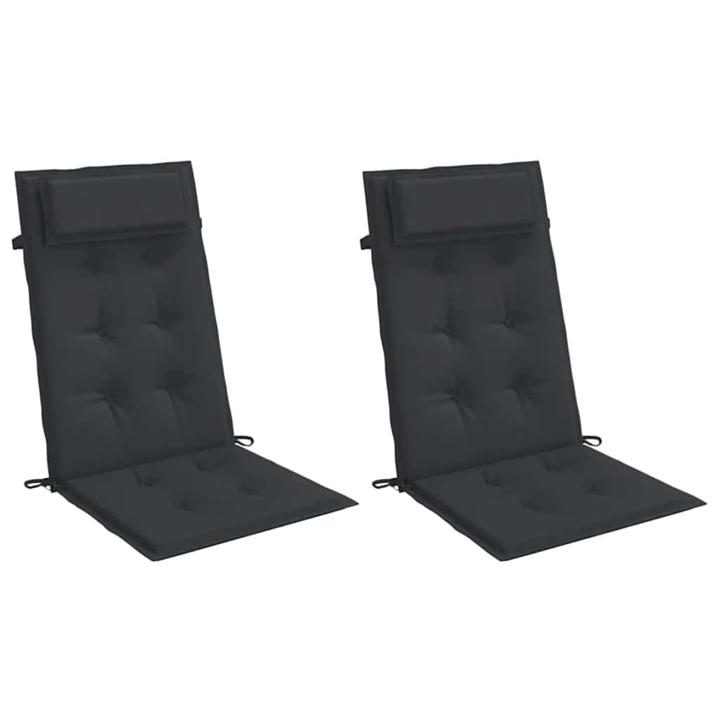 VidaXL cojines de silla 2 piezas respaldo alto tela oxford negro