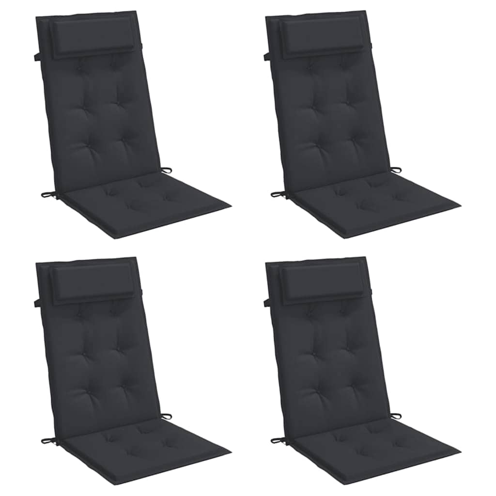 Cuscini per sedia VidaXL 4 pezzi in tessuto oxford con schienale alto nero