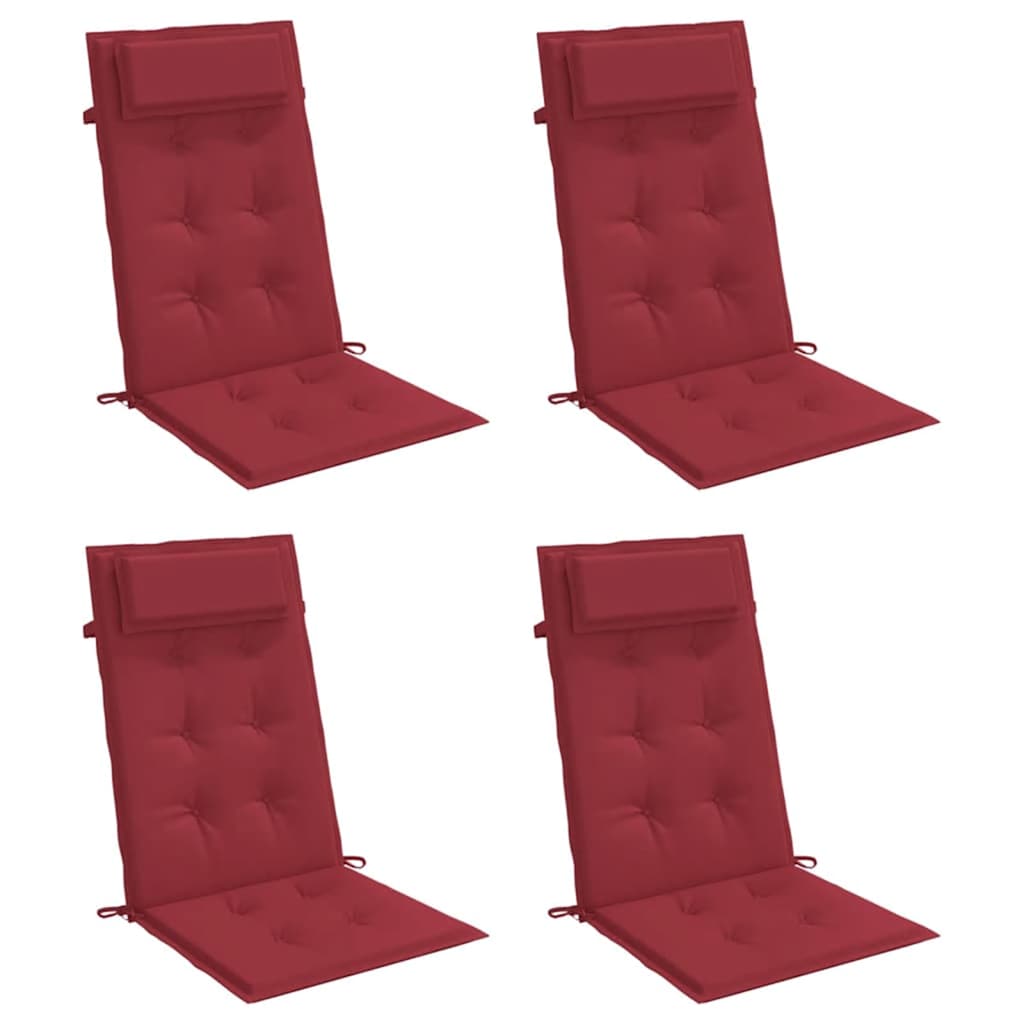 Cuscini per sedia VidaXL 4 pezzi in tessuto oxford con schienale alto rosso vino