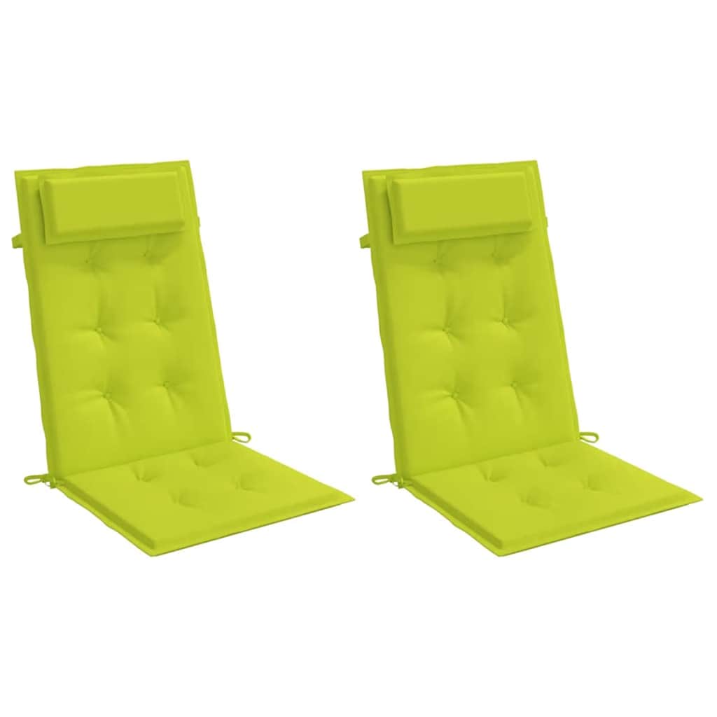 Cojines de silla de Vidaxl 2 st de la tela de oxford de espalda de altura verde brillante