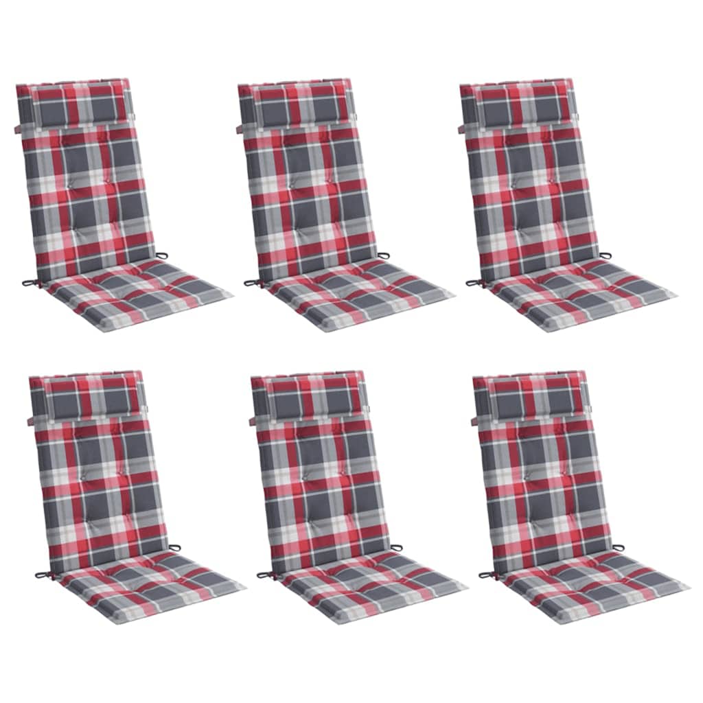 VidaXL cuscini per sedia 6 pezzi schienale alto motivo a rombi in tessuto oxford rosso