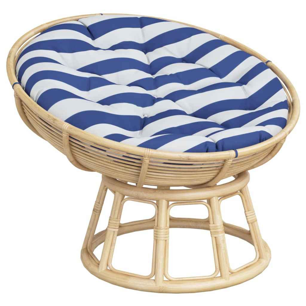 Vidaxl Cuscinetto rotondo a strisce rotonde Ø 100x11 cm tessuto blu bianco