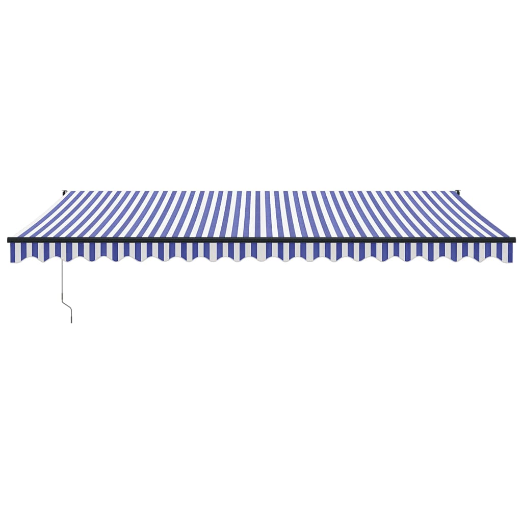Vidaxl luifel uittrekbaar 5x3 m stof en aluminium blauw en wit