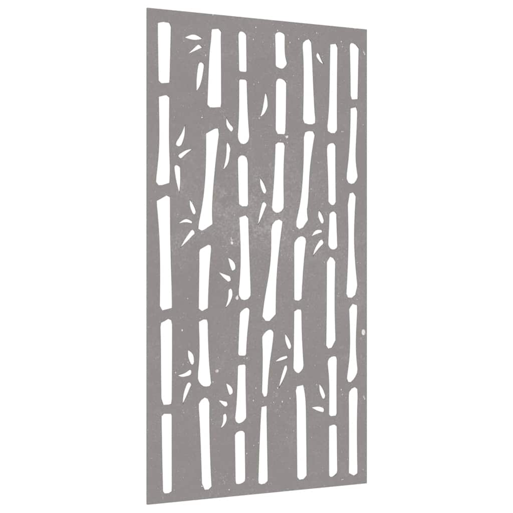 Vidaxl wanddecoratie tuin bamboe-ontwerp 105x55 cm cortenstaal