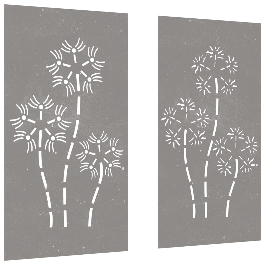 Vidaxl Decorazione della parete Giardino 2 St Flower Design 105x55 cm Cortenstaal
