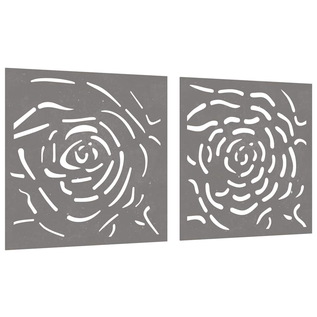 Vidaxl Decorazione da parete Giardino 2 St Rose Design 55x55 cm acciaio corn
