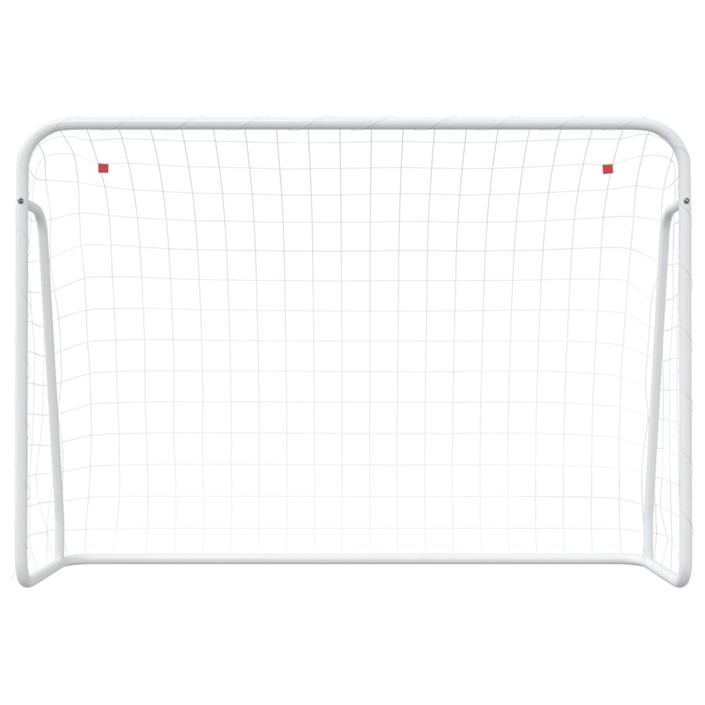 Objetivo de fútbol de Vidaxl con acero neto 214x75x152 cm y poliéster blanco