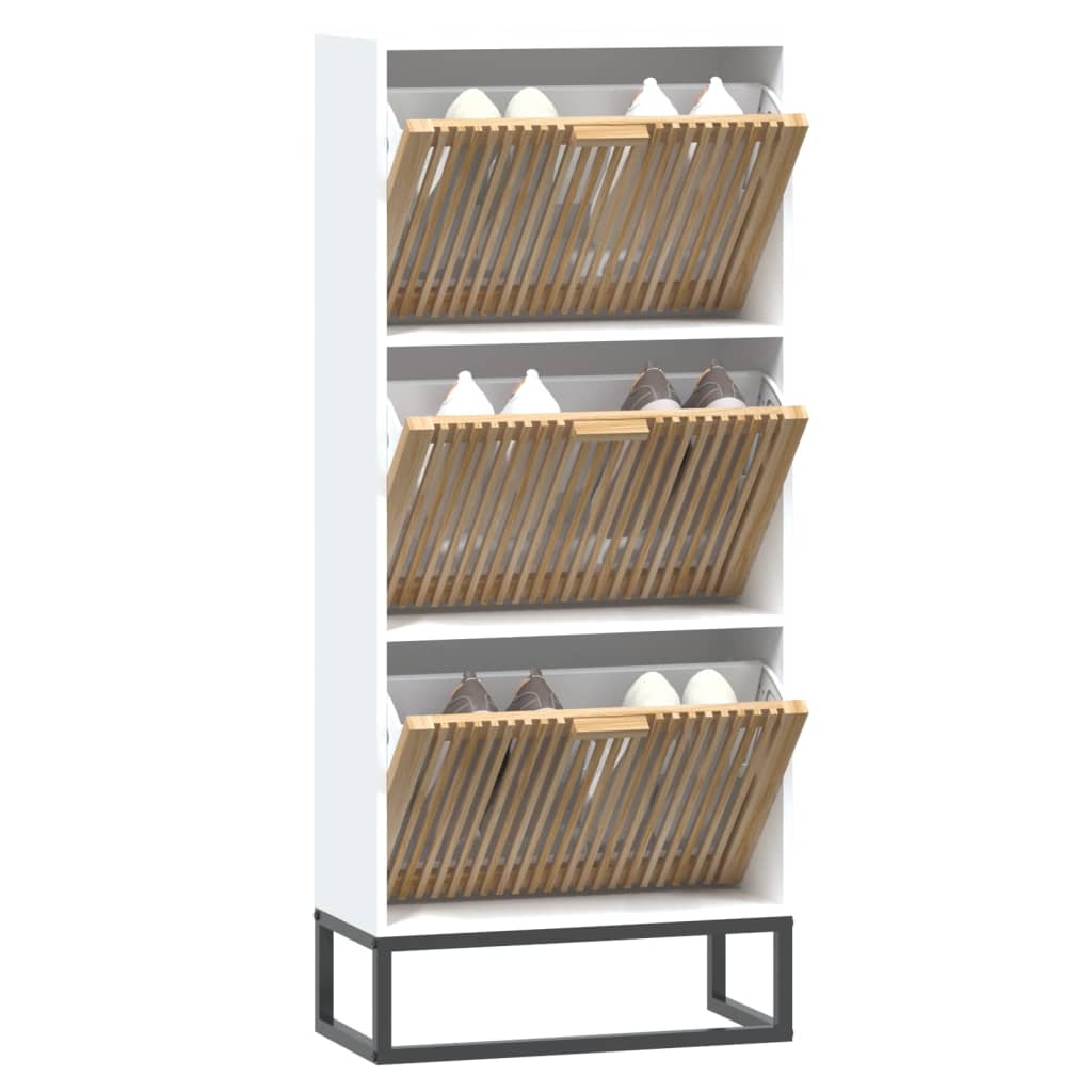 Vidaxl Cabinet da scarpe 52x25x120 cm Bianco in legno