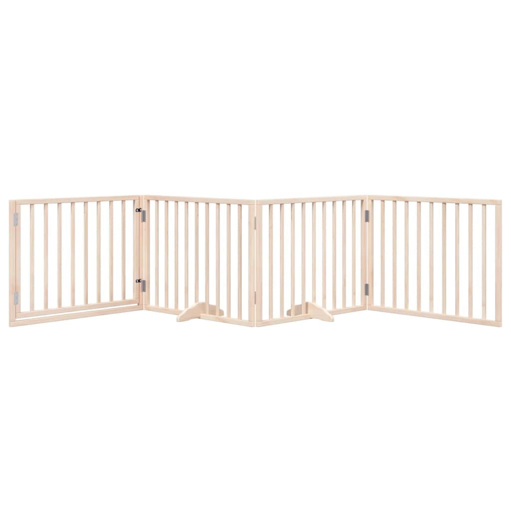 Vidaxxl puerta para perros con puerta plegable 4 paneles 320 cm madera de álamo