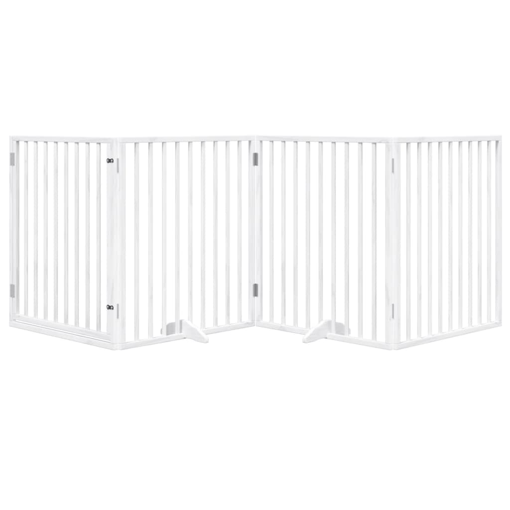Vidaxl Dog Fence Plegable con puerta 4 paneles 320 cm Populierhout White