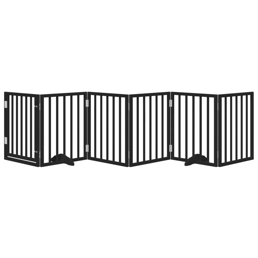 Vidaxx puerta para perros plegable 6 paneles 300 cm madera de álamo negro