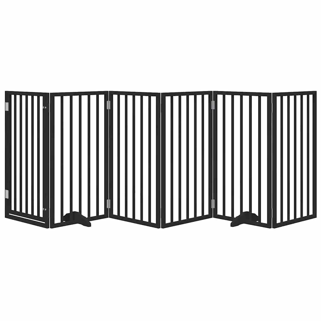 Vidaxx puerta para perros plegable 6 paneles 300 cm madera de álamo negro