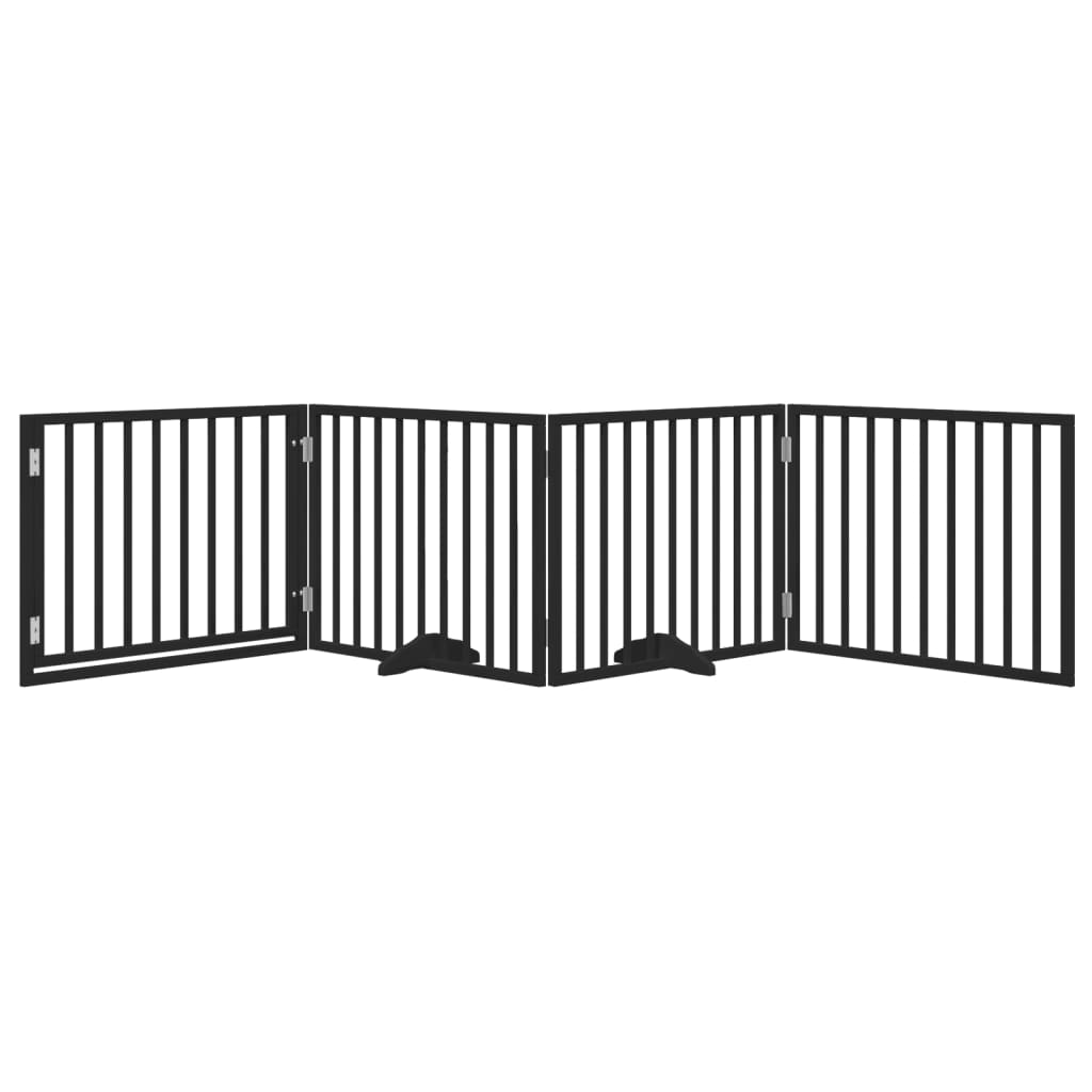 Vidaxx puerta para perros plegable 4 paneles 320 cm madera de álamo negro
