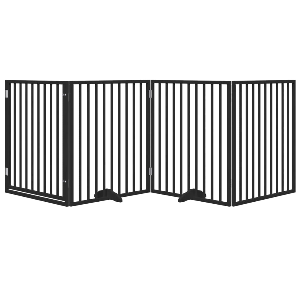 Vidaxx puerta para perros plegable 4 paneles 320 cm madera de álamo negro