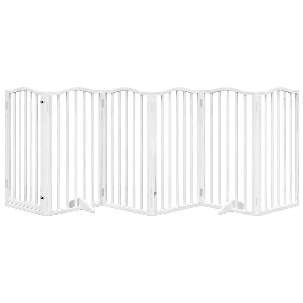 Vidaxl cerca de perros plegable con puerta 6 paneles 300 cm Populierwood White