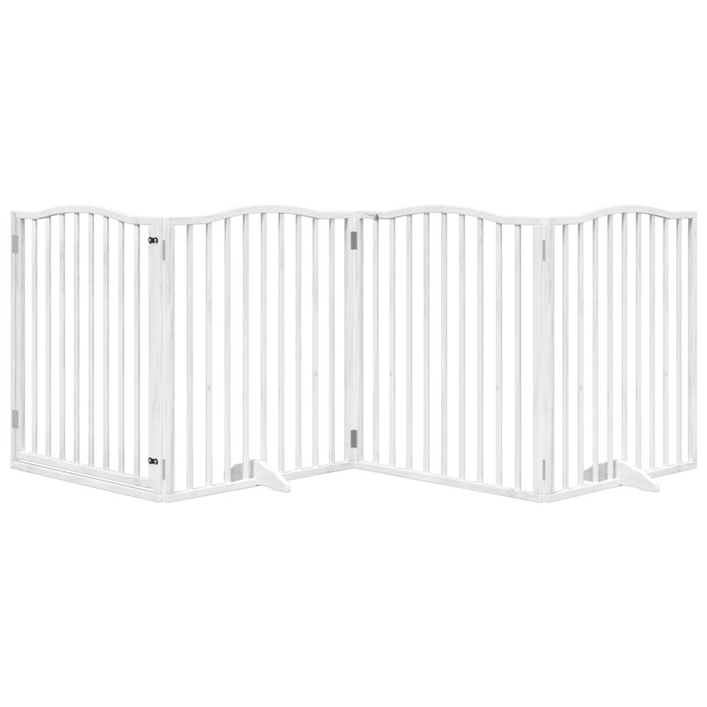Vidaxl Dog Fence Plegable con puerta 4 paneles 320 cm Populierhout White