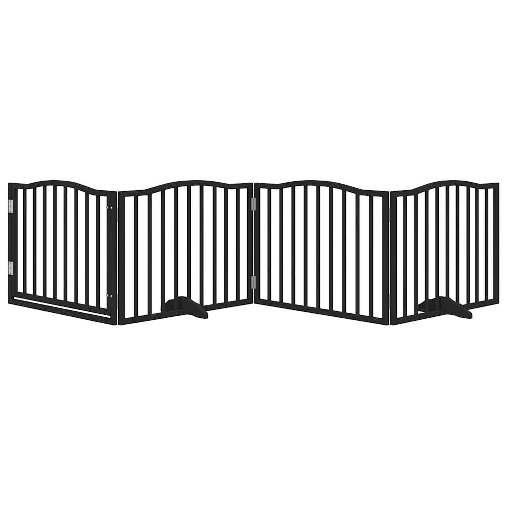 VidaXL puerta para perros con puerta plegable 4 paneles negro 320 cm madera de álamo