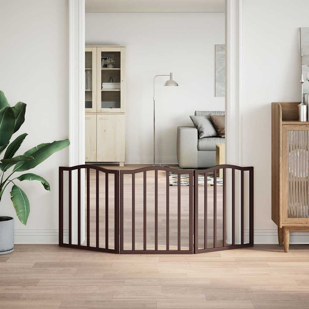 Vidaxl Dog Fence Plegable 3 Paneles de 150 cm Populier Wood Brown Oak