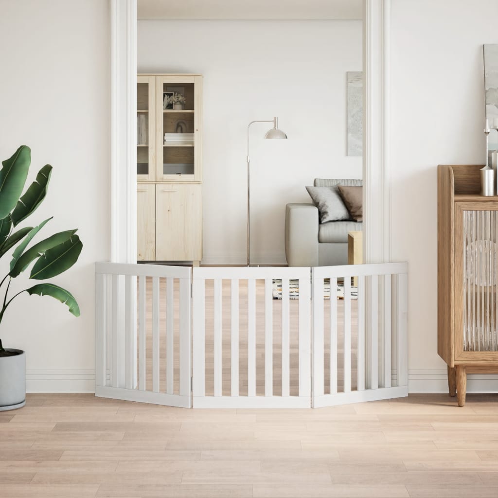 Vidaxl Dog Fence Plegable 3 paneles de 150 cm de madera de álamo de 150 cm blanco