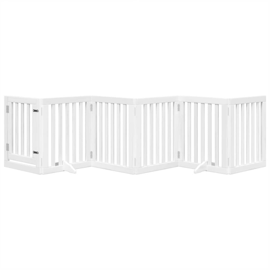 Vidaxl cerca de perros plegable con puerta 6 paneles 300 cm Populierwood White