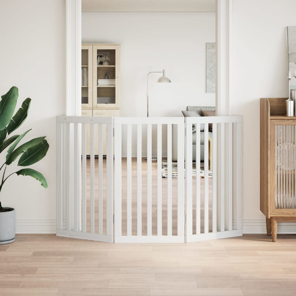 Vidaxl Dog Fence Collapsible 3 pannelli 150 cm Poplar Bianco