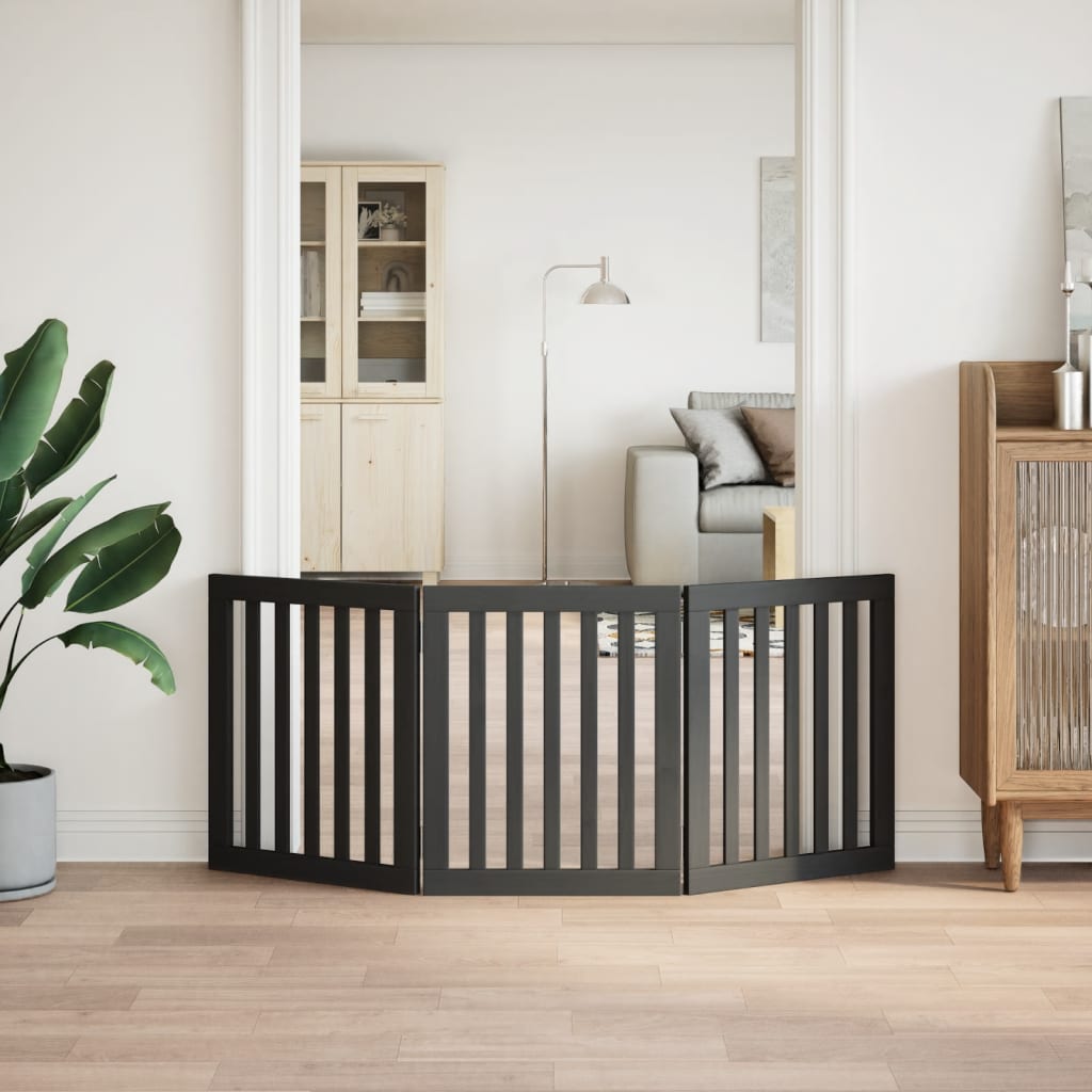 Vidaxl Dog Fence Collapsible 3 pannelli 150 cm Poplar Black