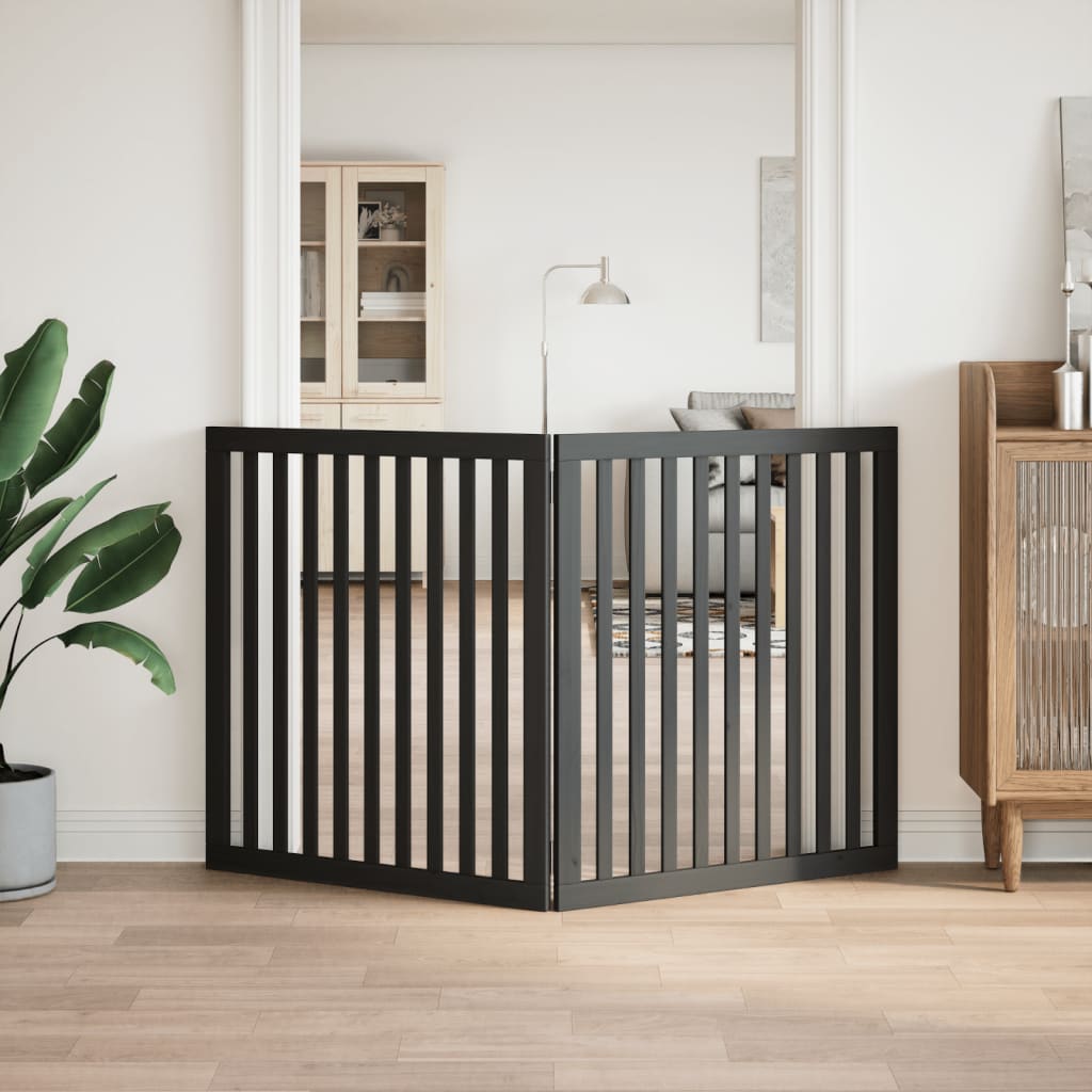 Vidaxl Dog Fence Collapsible 2 pannelli 160 cm Populierhout Nero