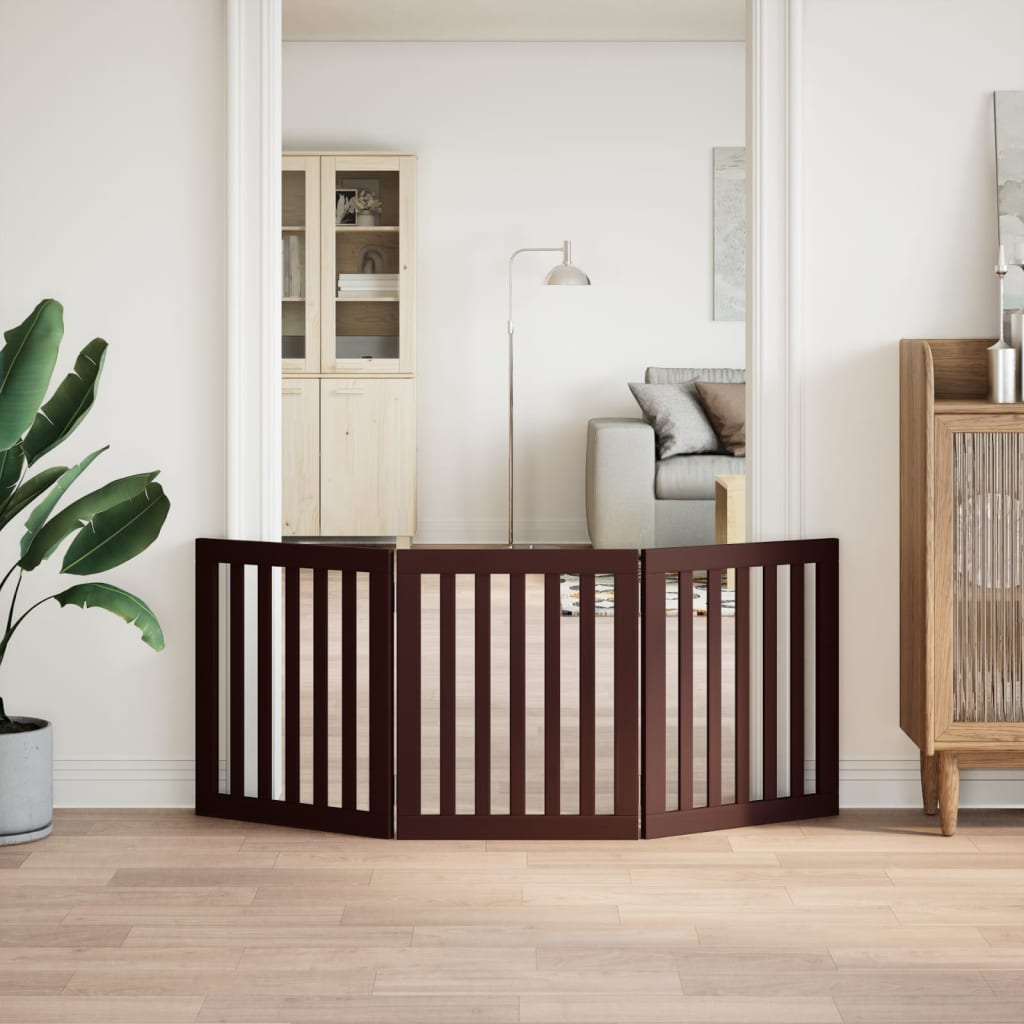 Vidaxl Dog Fence Plegable 3 paneles de 150 cm de madera de álamo marrón