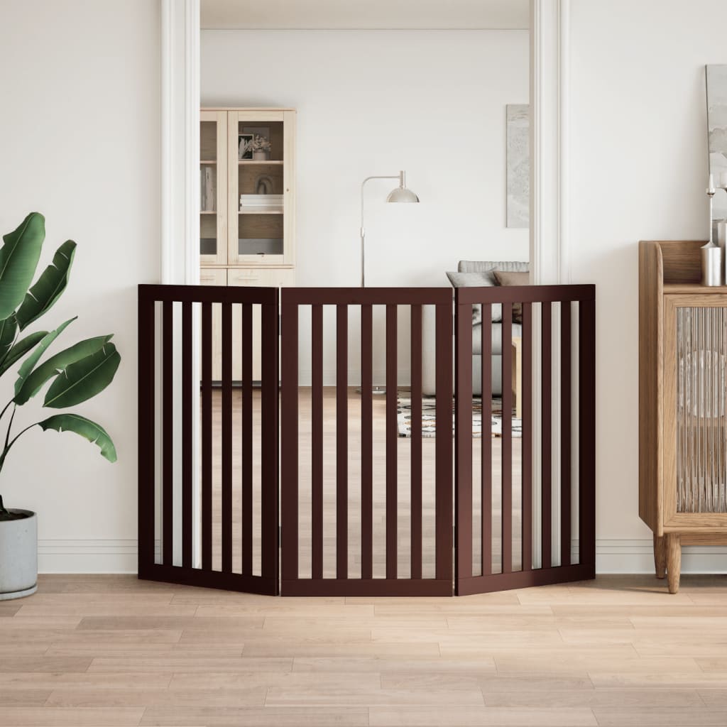 Vidaxl Dog Fence Plegable 3 paneles de 150 cm de madera de álamo marrón